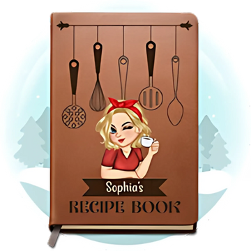 Woman Recipe Cookbook - Personalized Leather Journal.