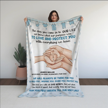 Personalized Sherpa Blanket for Newborns - Love & Protection Gift for New Parents.