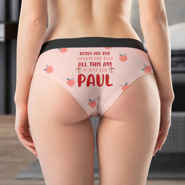 Personalized Valentine’s Boxer Briefs for Women - Custom Pink Underwear with Name, Romantic Gift for Girlfriend or Wife.