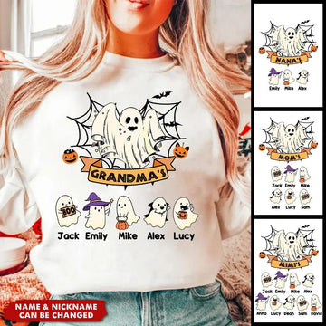 Personalized Halloween T-Shirt for Grandma - Custom Spooky Family Gift - Printingjoy