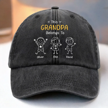 Custom Vintage Washed Denim Baseball Cap - Personalized Birthday Gifts For Dad, Grandpa - My Crew Makes Me Smile Printing Joy