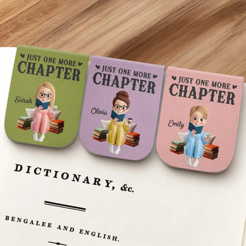 Custom Leather Magnetic Bookmark - Personalized Bookish Gifts For Book Lovers, Bookworms, Readers - One More Page Always Printing Joy