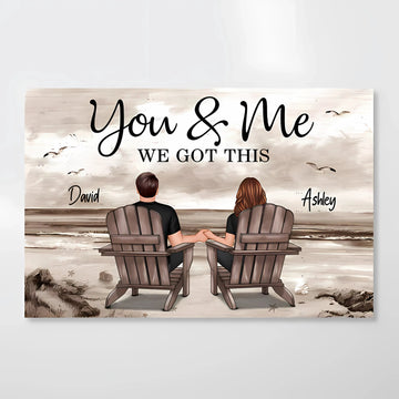 Vintage Beach Landscape Personalized Poster - Retro Anniversary Gift for Couples, Husband, Wife, Parents - Printingjoy