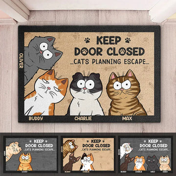 Keep Door Closed, Don't Let the Cat Out - Personalized Cat Home Decor Mat - Perfect Gift for Cat Lovers and Pet Owners Printingjoy