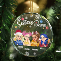 Besties Forever Christmas - Personalized Circle Glass Ornament - Printingjoy