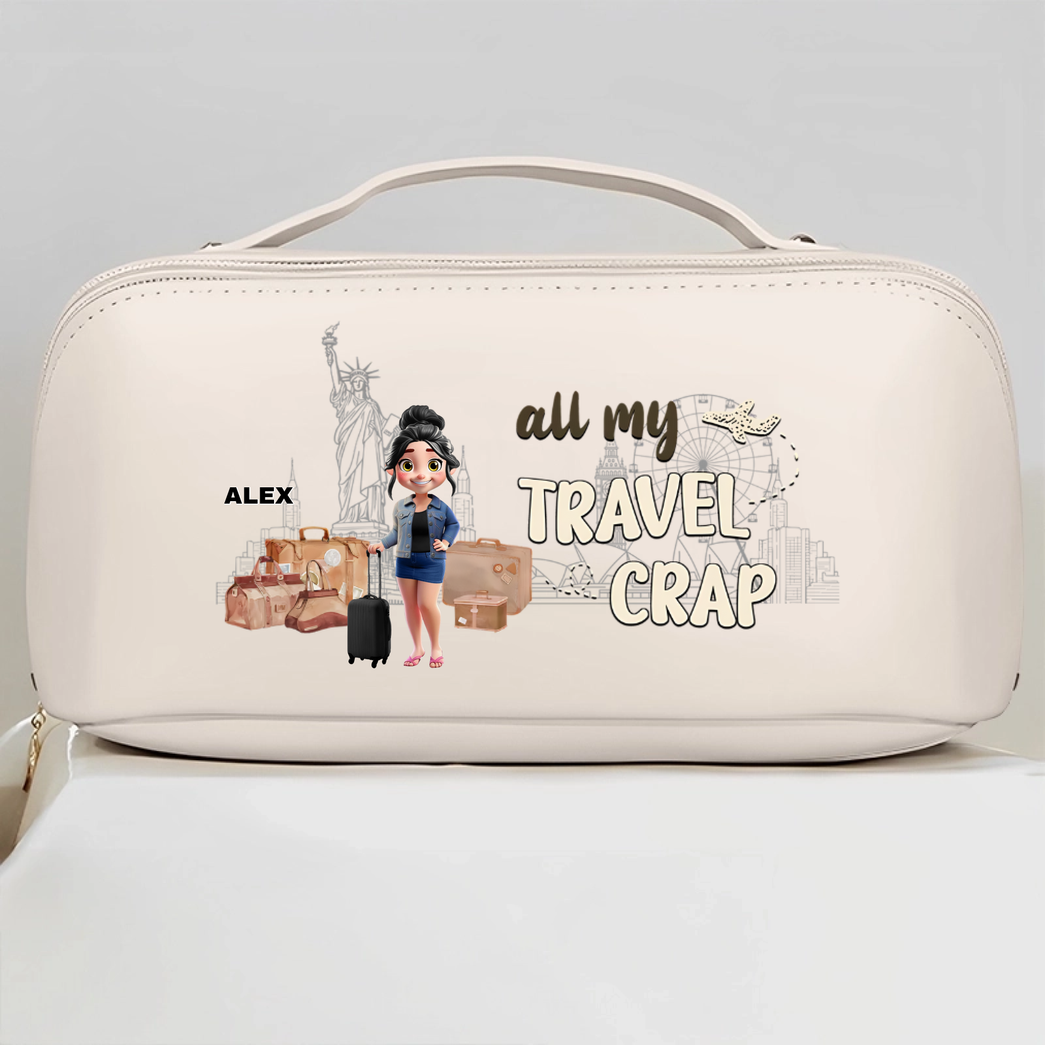 All My Travel Crap - Personalized Custom Leather Makeup Bag