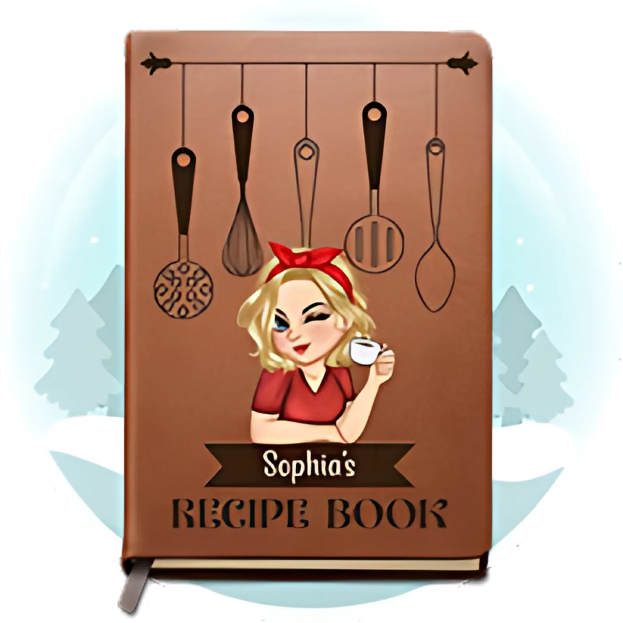 Woman Recipe Cookbook - Personalized Leather Journal - Printingjoy