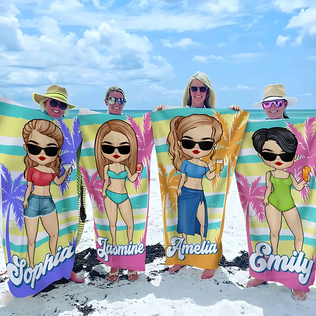 Oh Sip It's a Girls Trip Personalized Beach Towel for Best Friends - Printingjoy