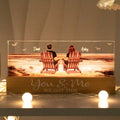 Realistic Beach Landscape LED Night Light - Personalized Acrylic Block for Couples, Romantic Home Decor - Printingjoy