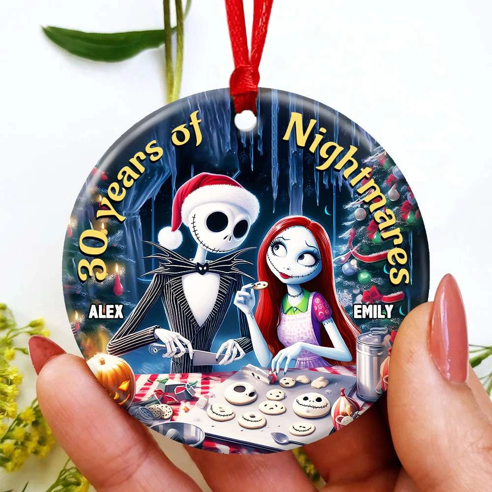 Personalized Couple Ceramic Ornament – Custom Holiday Gift for Christmas 2024 - Printingjoy