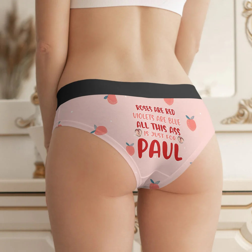 Personalized Valentine’s Boxer Briefs for Women - Custom Pink Underwear with Name, Romantic Gift for Girlfriend or Wife