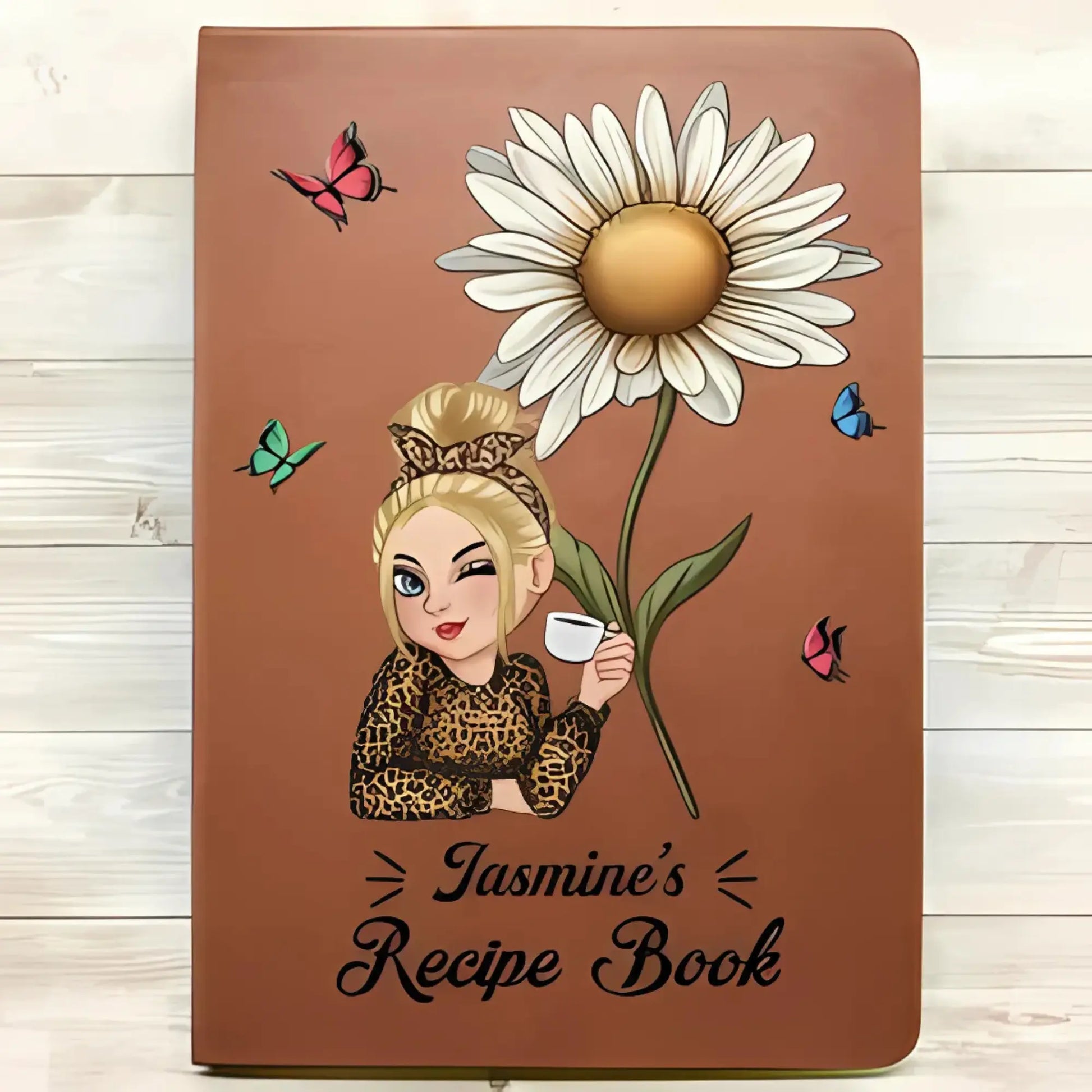 Birth Month Flowers Bloom Cooking Recipe Book - Personalized Leather Journal - Printingjoy