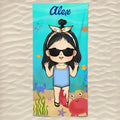 Summer, Beach, Pool, Travel - Family Personalized Custom Beach Towel for kids - Printingjoy