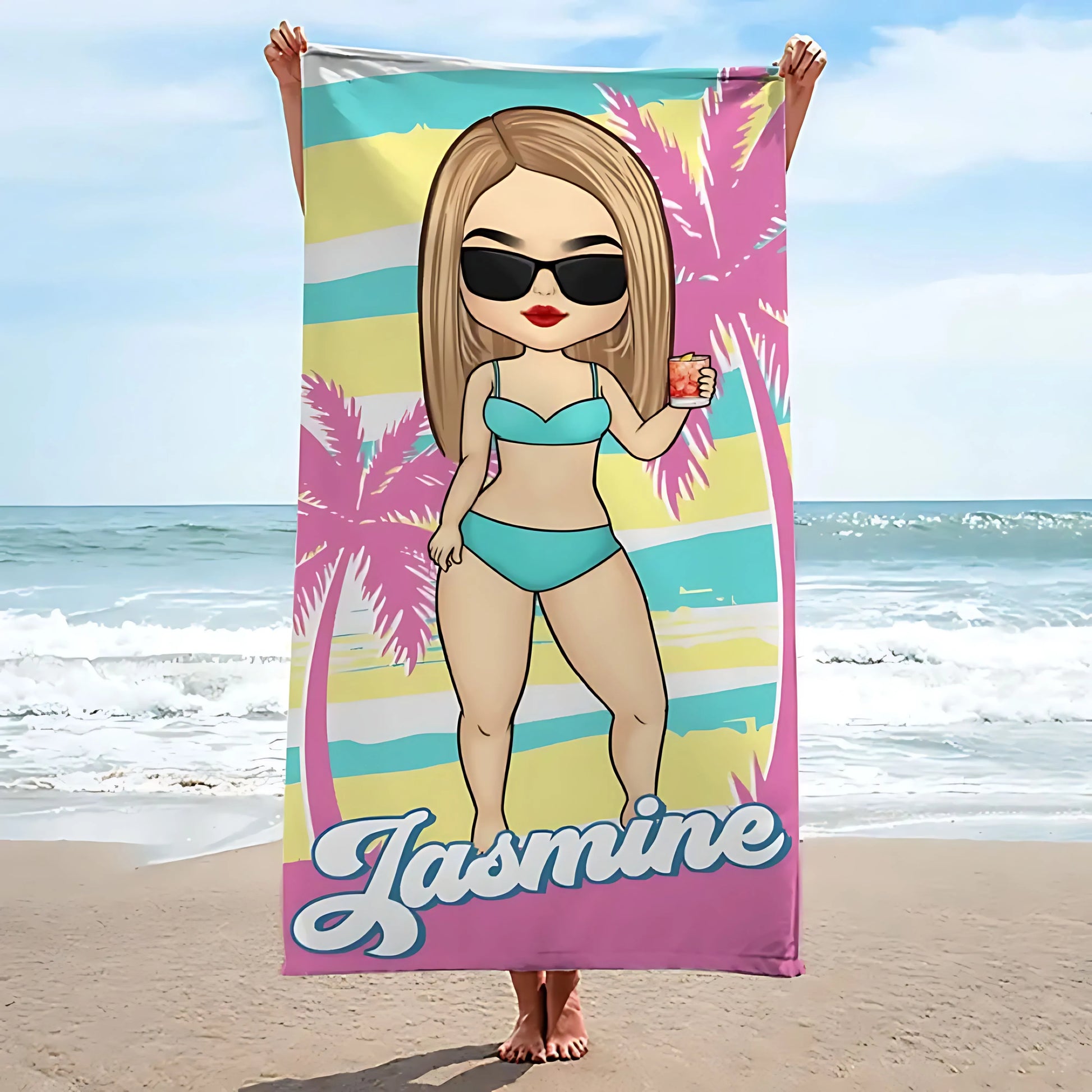 Oh Sip It's a Girls Trip Personalized Beach Towel for Best Friends - Printingjoy