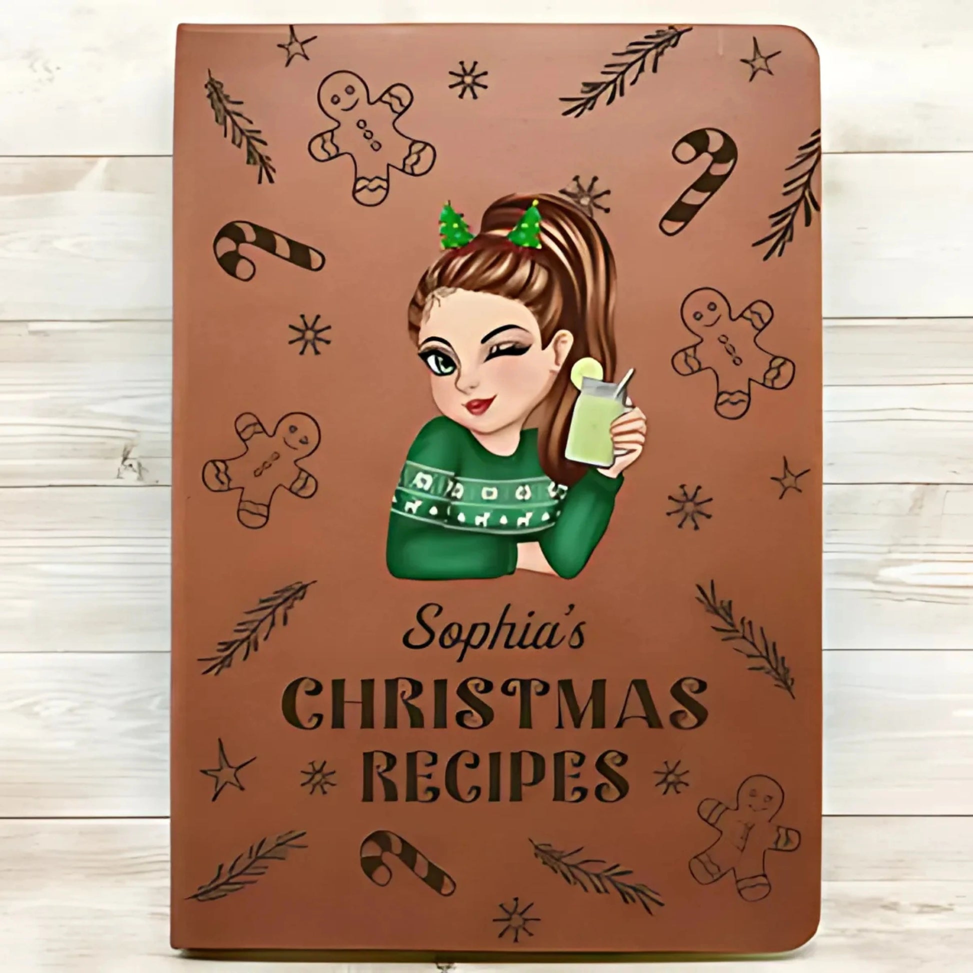 My Christmas Recipe Book - Personalized Leather Journal - Printingjoy