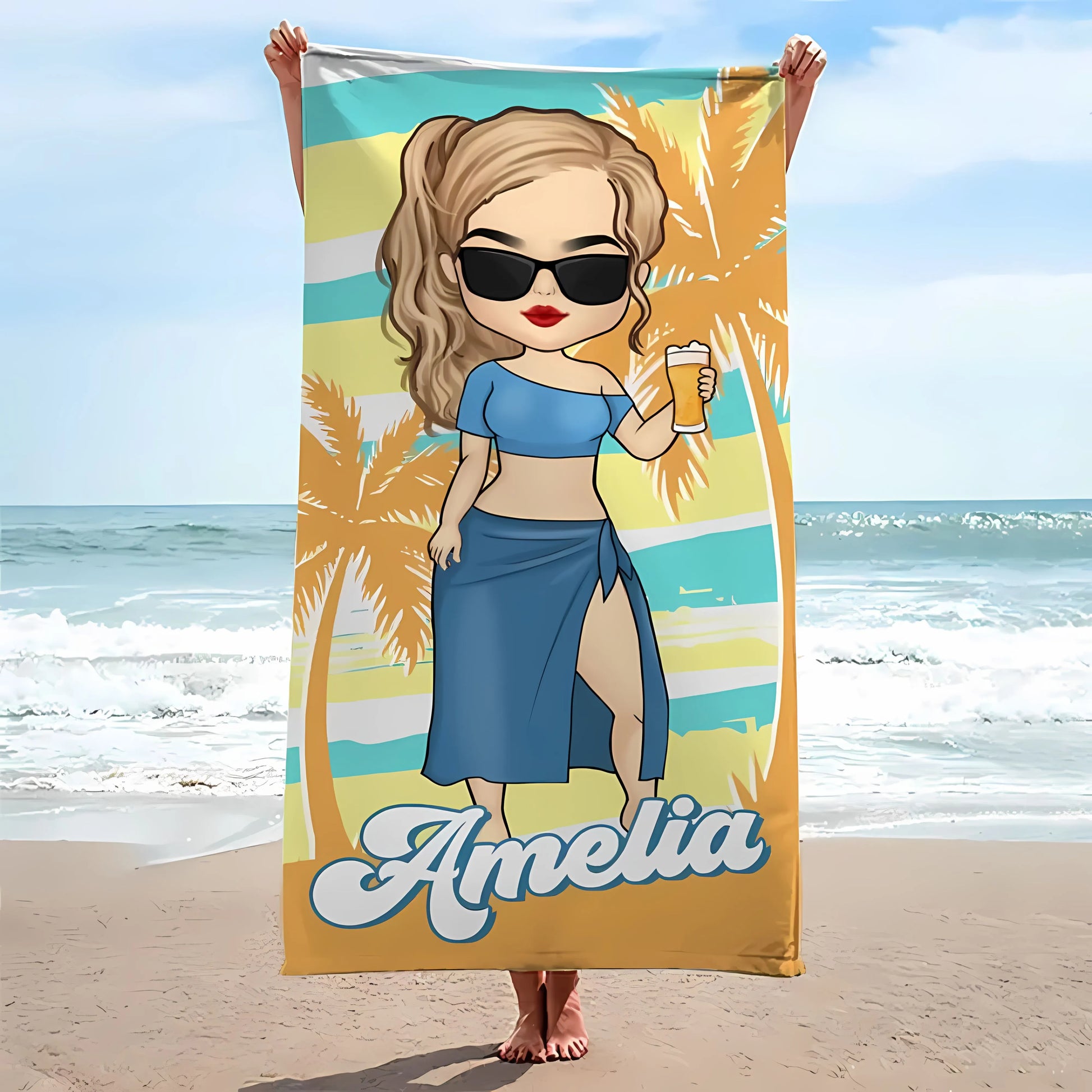 Oh Sip It's a Girls Trip Personalized Beach Towel for Best Friends - Printingjoy