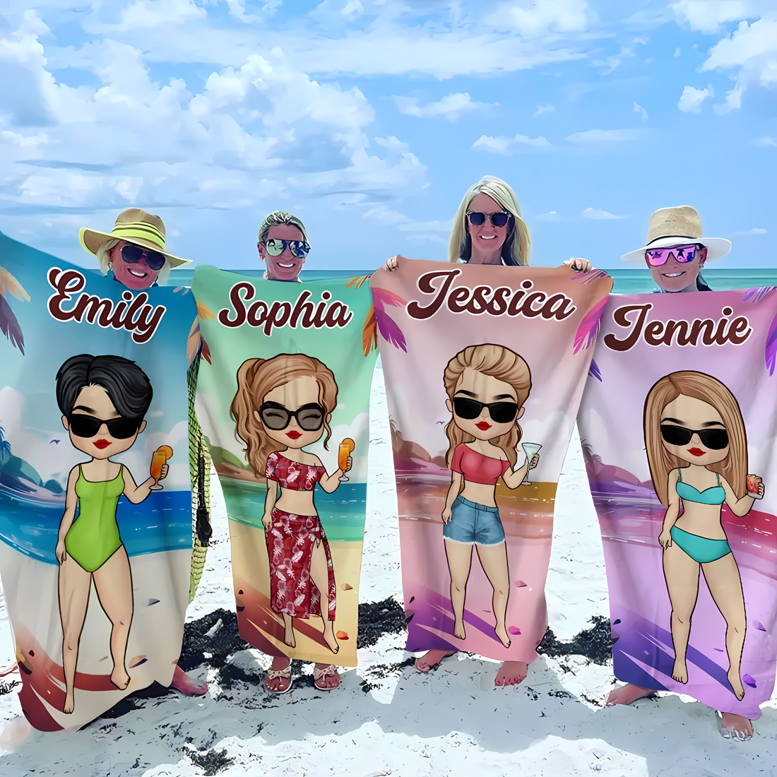 Sunshine Is The Best Accessory - Bestie Personalized Custom Beach Towel - Summer Vacation Gift, Birthday Pool Party Gift For Best Friends, BFF, Sisters - Printingjoy