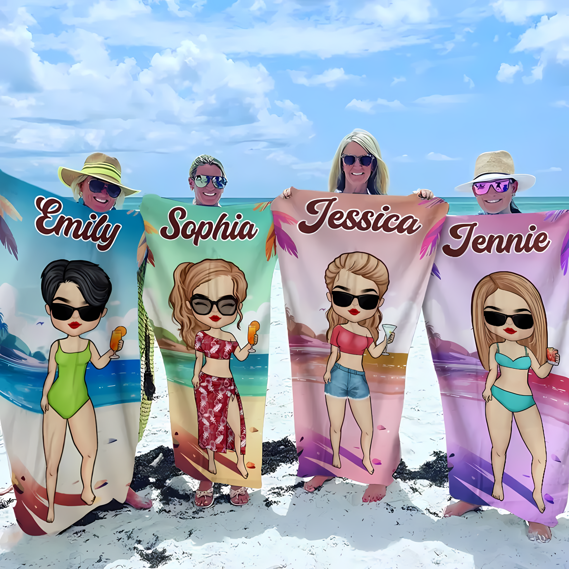 Sunshine Is The Best Accessory - Bestie Personalized Custom Beach Towel - Summer Vacation Gift, Birthday Pool Party Gift For Best Friends, BFF, Sisters - Printingjoy