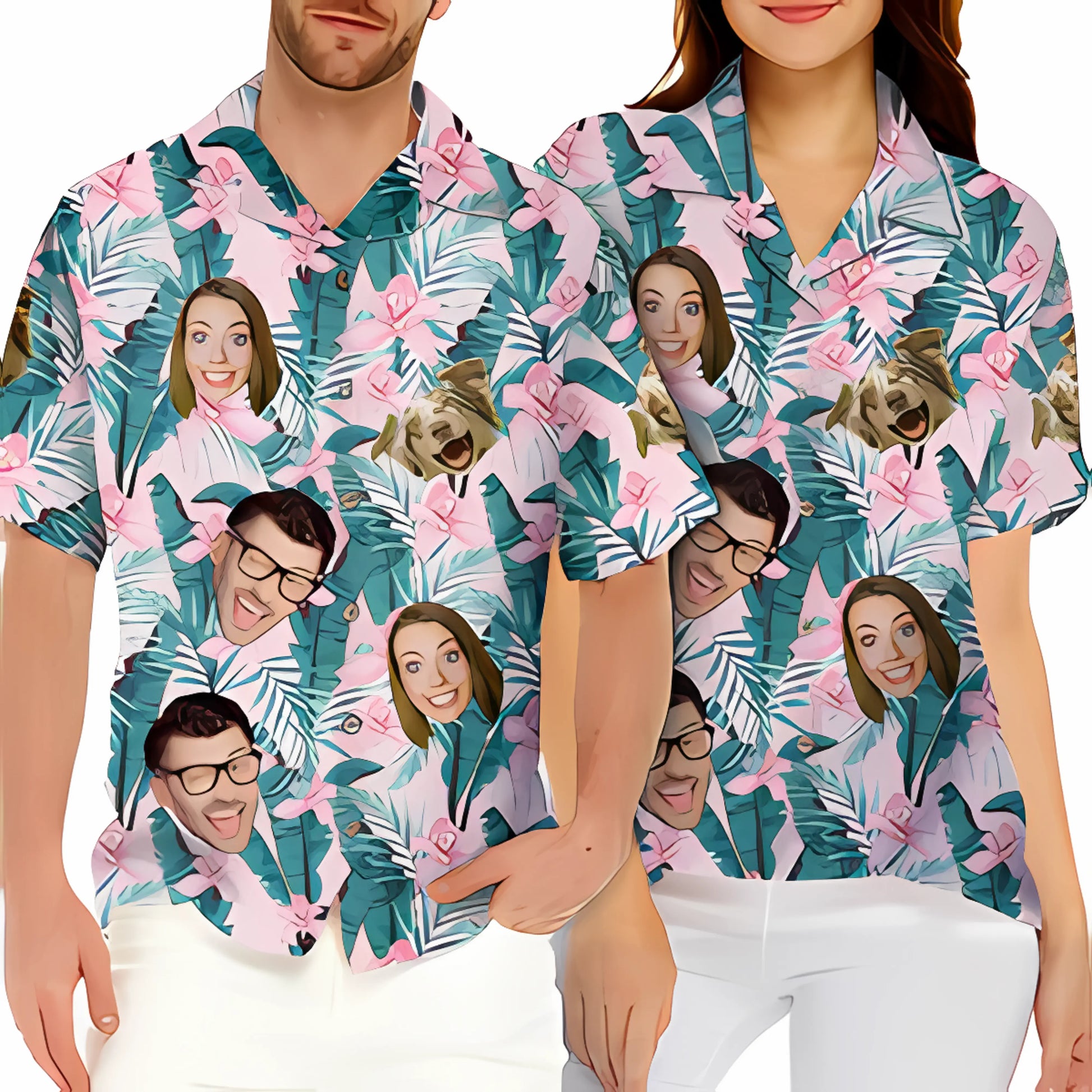 Personalized Hawaiian Shirt - Custom Tropical Vibes Unisex Shirt for Family, Pet Owners, and Pet Lovers - Printingjoy