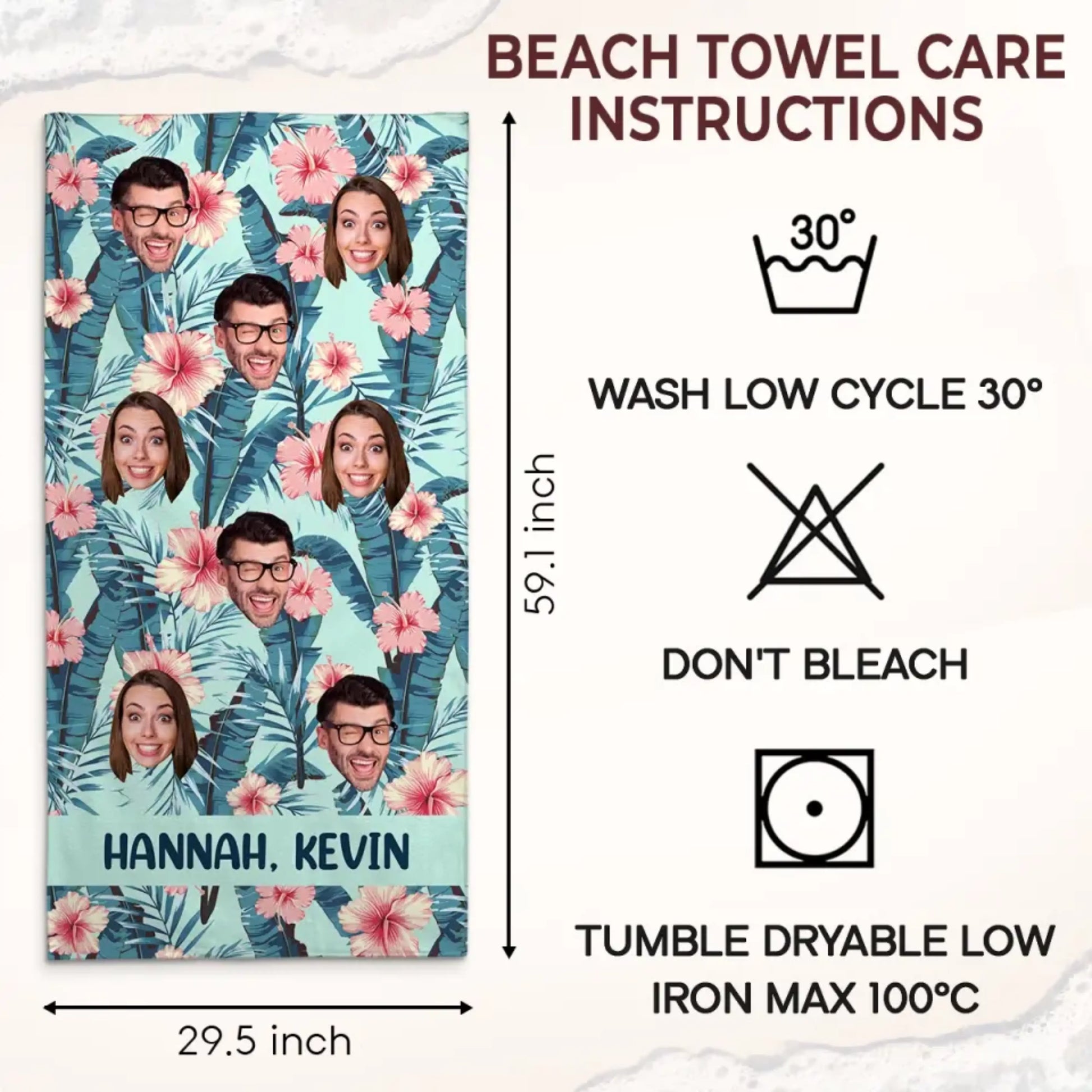 Personalized Custom Beach Towel – Family Summer Vacation Gift for Pet Owners, Pet Lovers, and Birthday Pool Party - Printingjoy