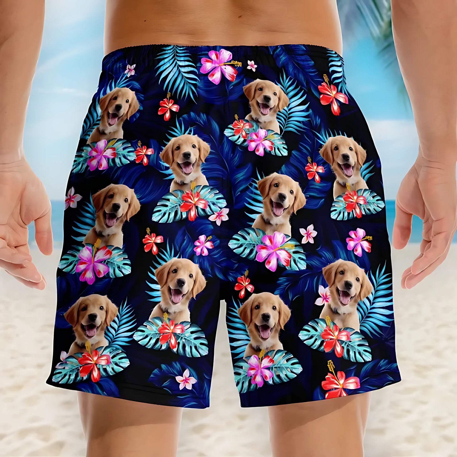 Personalized Tropical Hawaiian Beach Shorts Custom Photo Aloha Men s