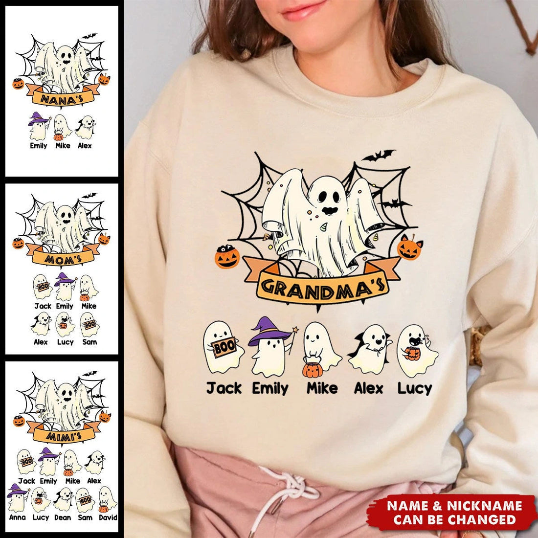 Personalized Halloween T-Shirt for Grandma - Custom Spooky Family Gift - Printingjoy