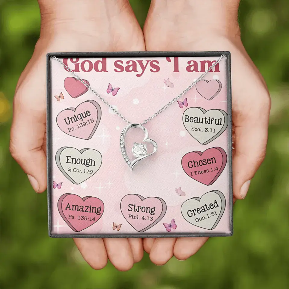 God Says I Am Heart - Personalized Cross Dancing Necklace - Best Gift For Daughter/Granddaughter - Printingjoy