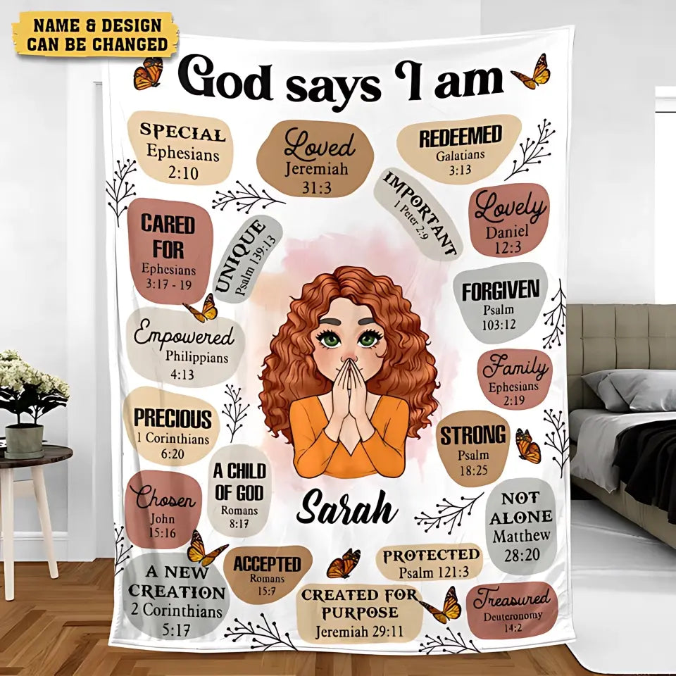 Personalized Blanket - God Says I Am - Meaningful Birthday, Mother's Day Gifts - Printingjoy