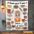 Personalized Blanket - God Says I Am - Meaningful Birthday, Mother's Day Gifts - Printingjoy