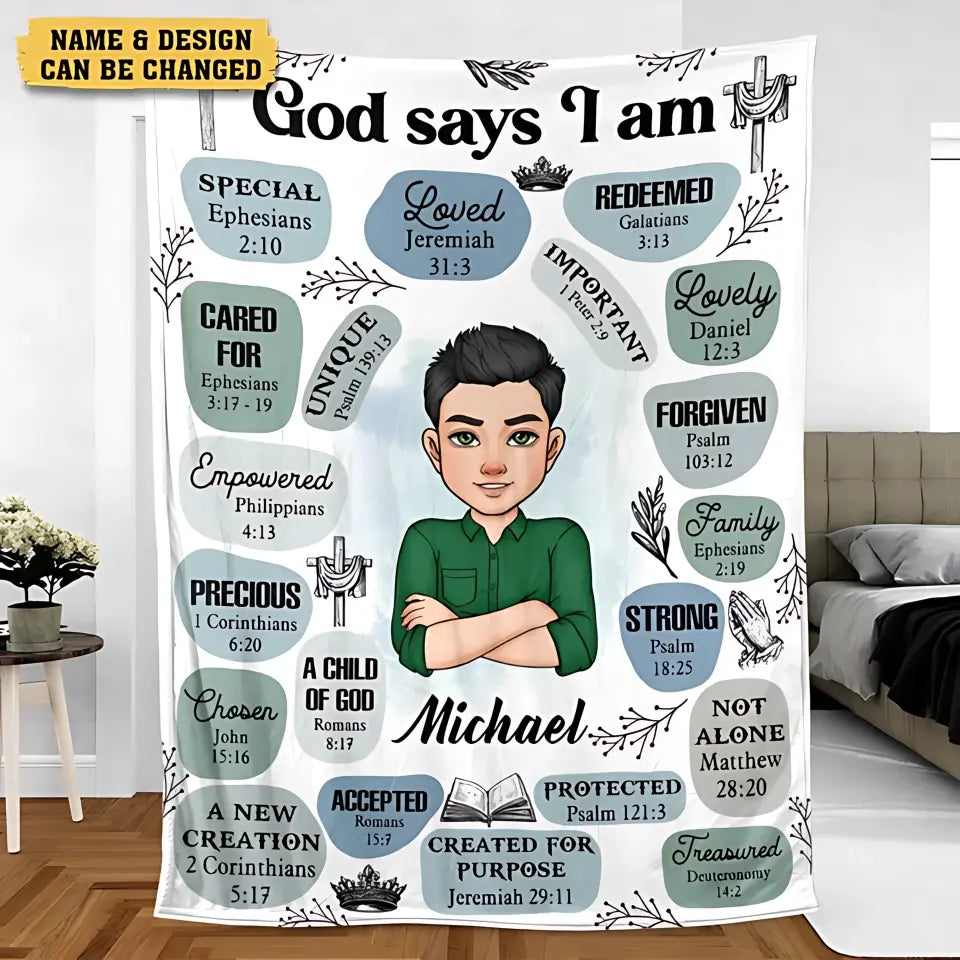 Personalized Blanket - God Says I Am - Meaningful Birthday, Mother's Day Gifts - Printingjoy