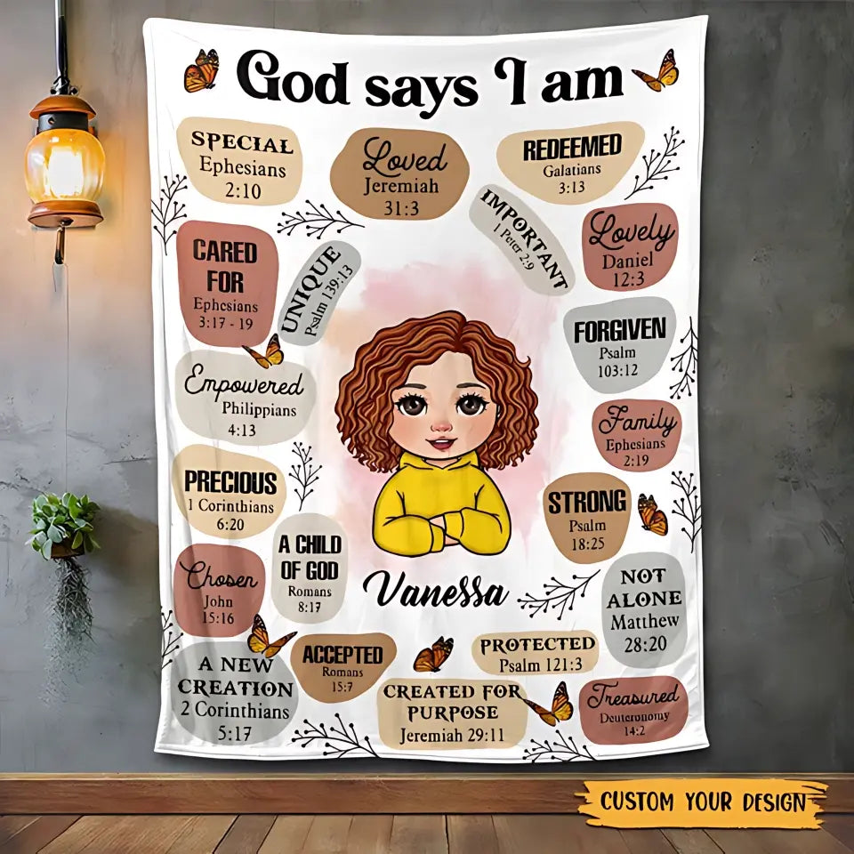 Personalized Blanket - God Says I Am - Meaningful Birthday, Mother's Day Gifts - Printingjoy