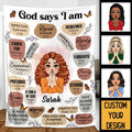 Personalized Blanket - God Says I Am - Meaningful Birthday, Mother's Day Gifts - Printingjoy