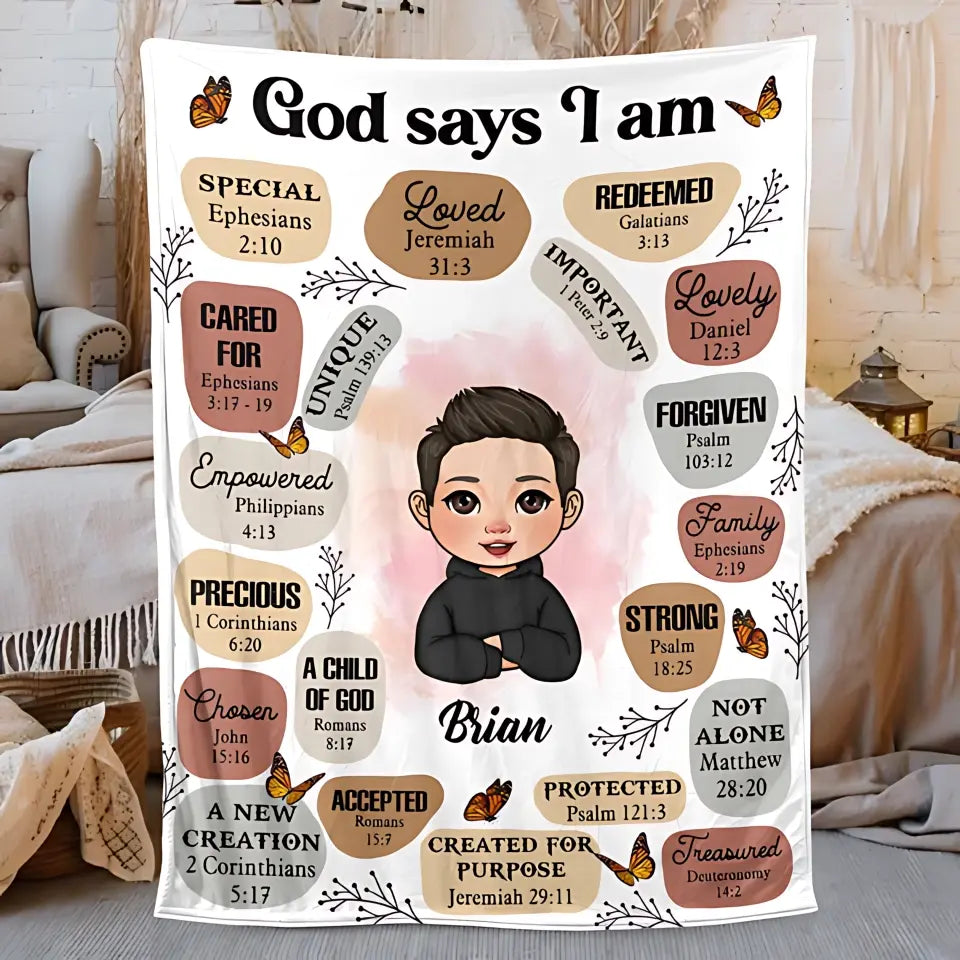 Personalized Blanket - God Says I Am - Meaningful Birthday, Mother's Day Gifts - Printingjoy