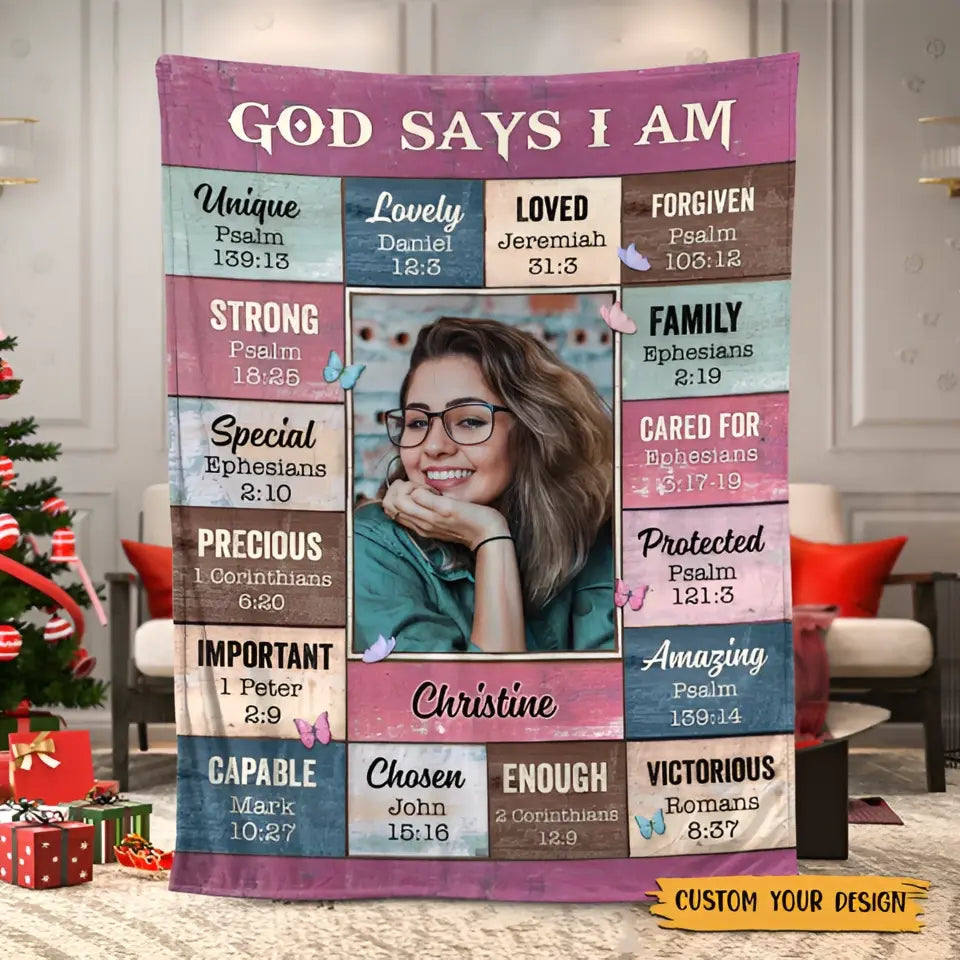 God Says I Am Pink Photo - Personalized Blanket - Meaningful Gifts for Birthday - Printingjoy