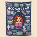 God Says I Am (Dark Blue) - Personalized Blanket - Meaningful Gift For Birthday - Printingjoy