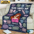 God Says I Am (Dark Blue) - Personalized Blanket - Meaningful Gift For Birthday - Printingjoy