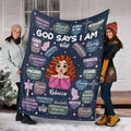 God Says I Am (Dark Blue) - Personalized Blanket - Meaningful Gift For Birthday - Printingjoy