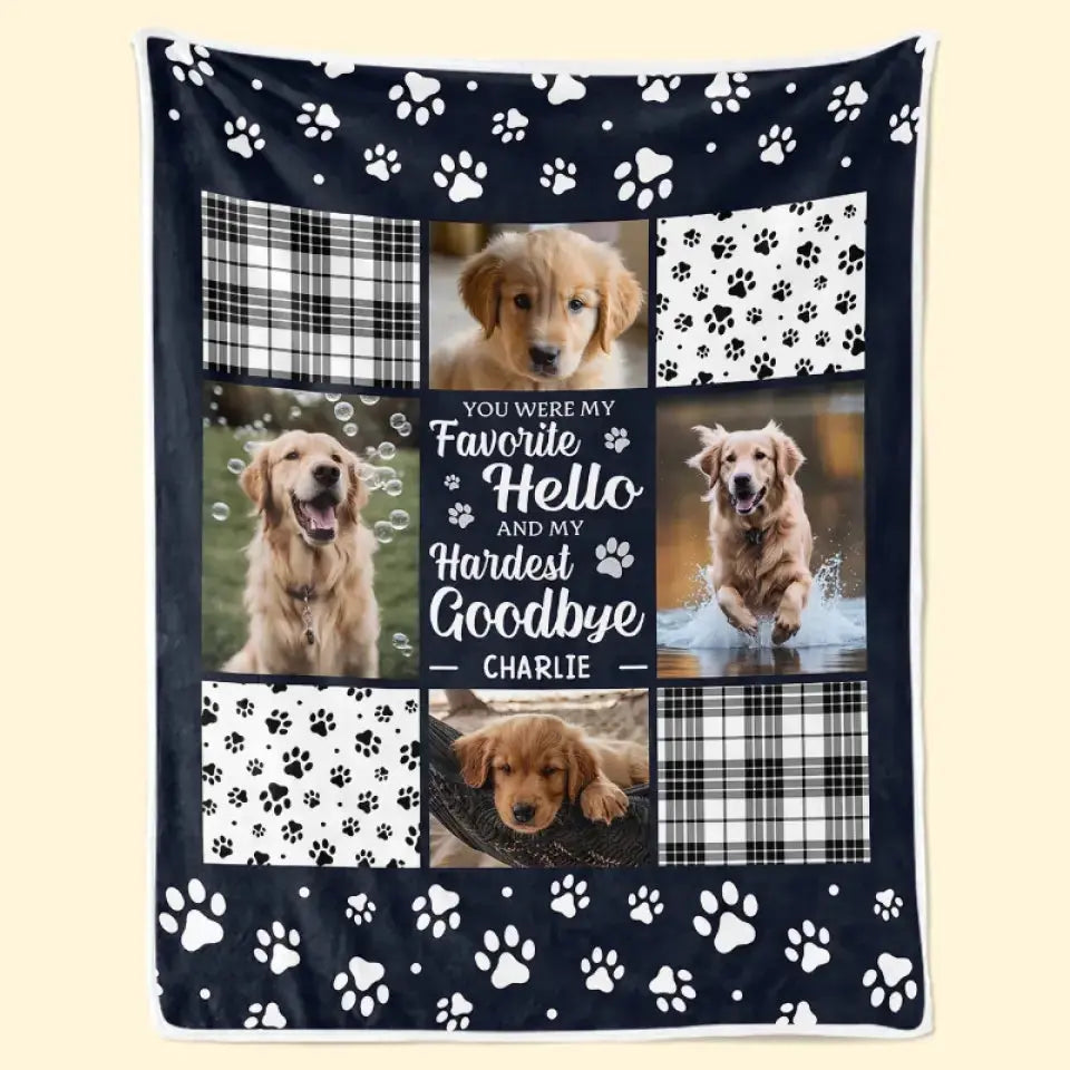 Custom Photo Blanket - Personalized Christmas Memorial Sympathy Gifts For Dogs, Cats - You Were My Favorite Hello And My Hardest Goodbye Printing Joy
