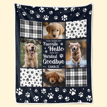 Custom Photo Blanket - Personalized Christmas Memorial Sympathy Gifts For Dogs, Cats - You Were My Favorite Hello And My Hardest Goodbye Printing Joy