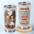 We're Not Just Friends, We're Partners In Crime - Bestie Personalized Custom Tumbler - Halloween Gift For Best Friends, BFF, Sisters Printing Joy