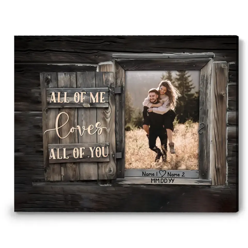 Personalized Wedding Gift for Couples - All of Me Canvas Print with Custom Names & Date - Printingjoy