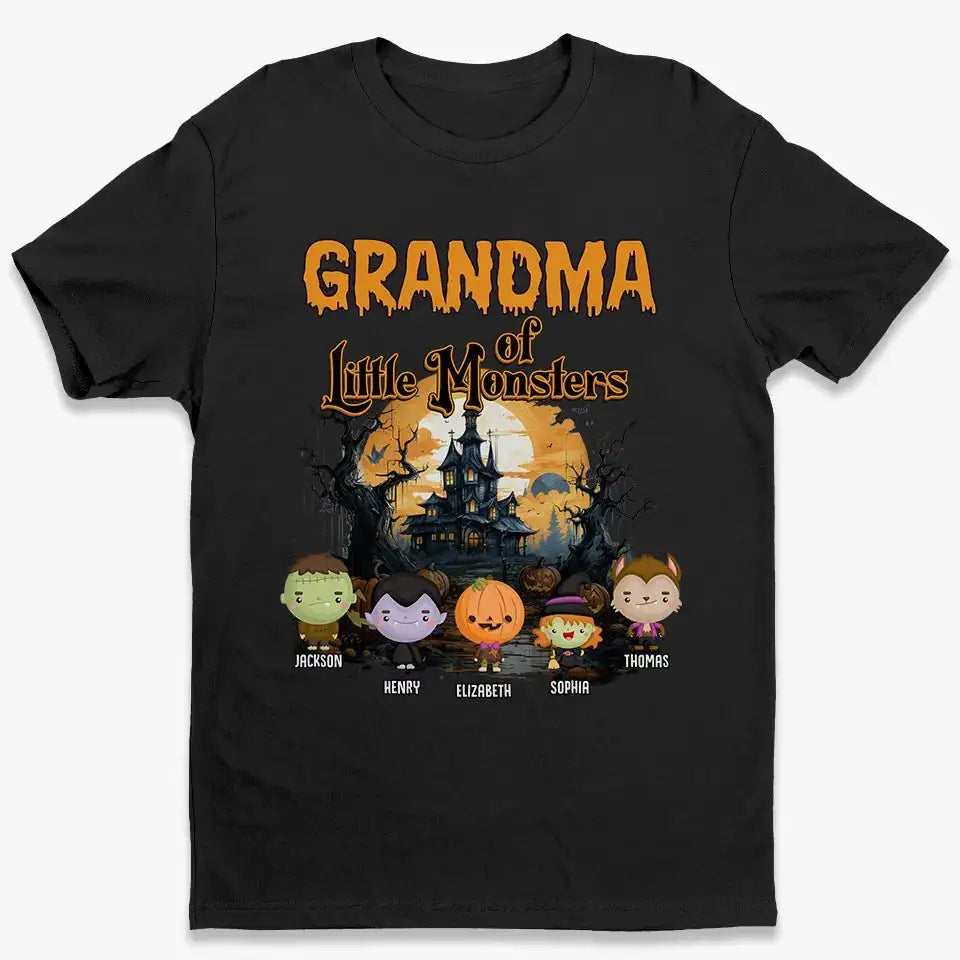 Personalized Halloween T-Shirt for Grandma - Custom Spooky Family Gift - Printingjoy