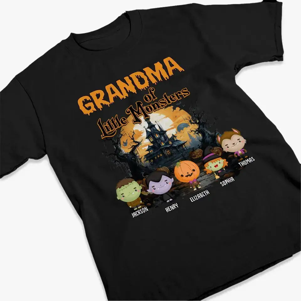 Personalized Halloween T-Shirt for Grandma - Custom Spooky Family Gift - Printingjoy