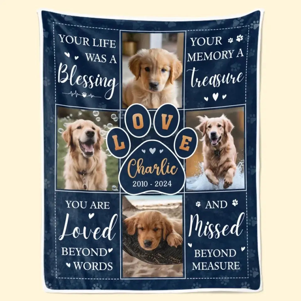 Personalized Pet Memorial Blanket with Photo – “Thanks For Everything, I Had a Great Time” Custom Sympathy Gift Printbelle