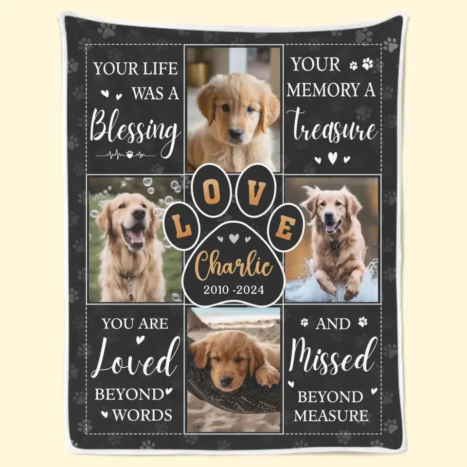 Personalized Pet Memorial Blanket with Photo – “Thanks For Everything, I Had a Great Time” Custom Sympathy Gift Printbelle