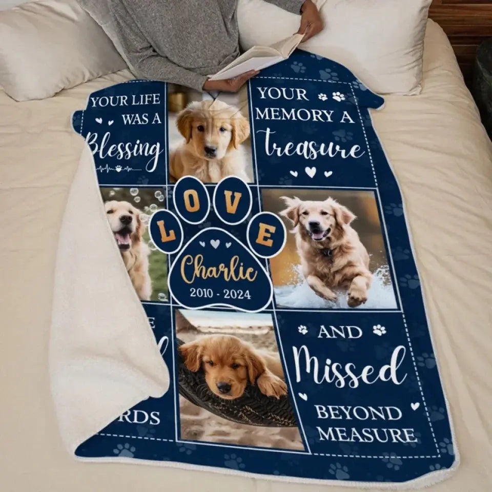 Personalized Pet Memorial Blanket with Photo – “Thanks For Everything, I Had a Great Time” Custom Sympathy Gift Printbelle