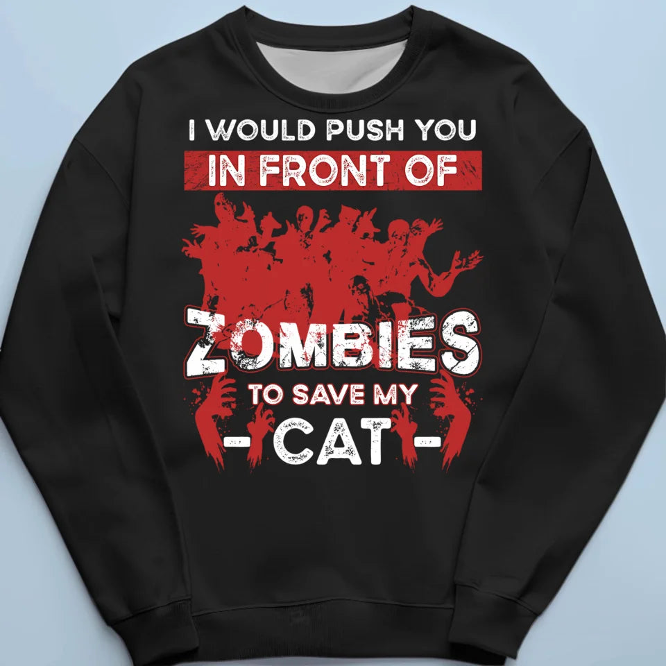 Personalized 'I Would Push You to Save My Dog/Cat' Funny Halloween Shirt – Custom Pet Lover Gift - Printingjoy