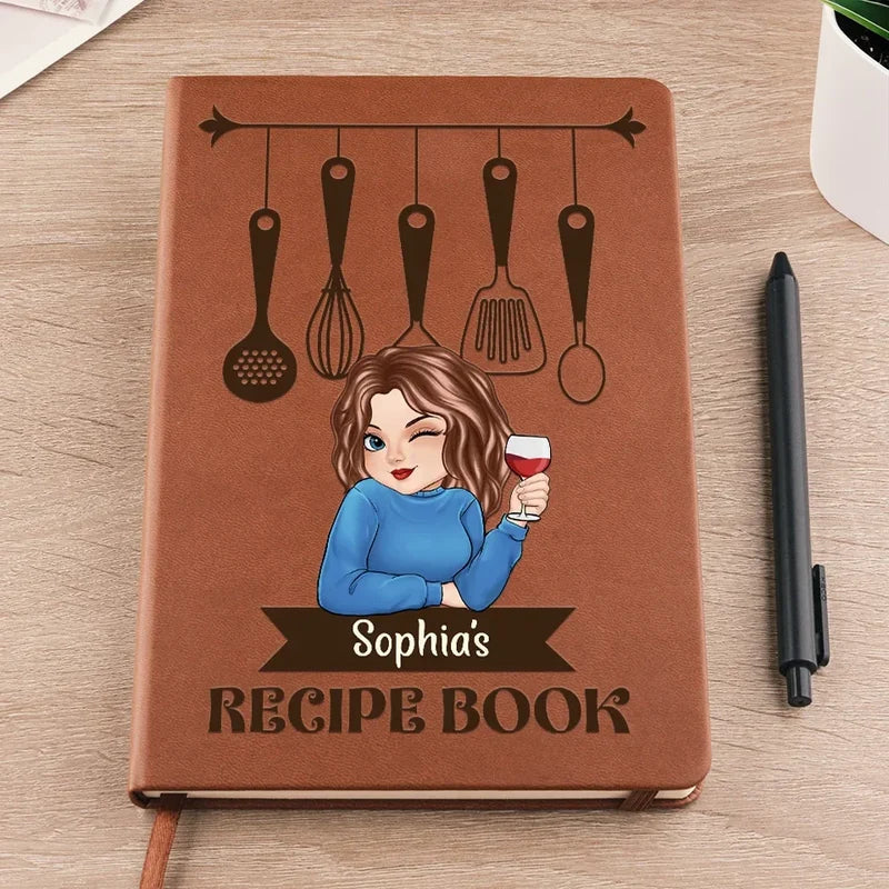 Woman Recipe Cookbook - Personalized Leather Journal Printing Joy