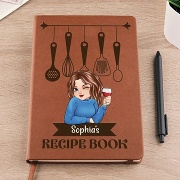 Woman Recipe Cookbook - Personalized Leather Journal Printing Joy