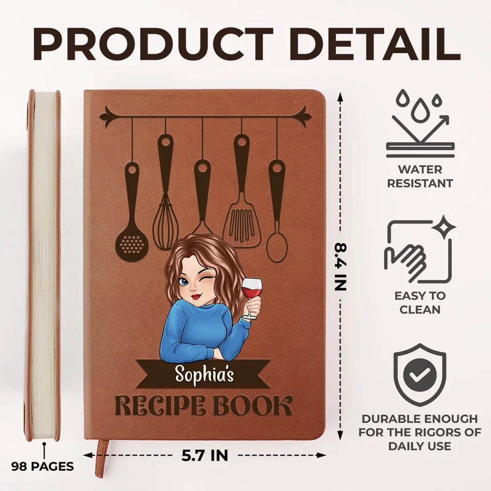 Woman Recipe Cookbook - Personalized Leather Journal Printing Joy